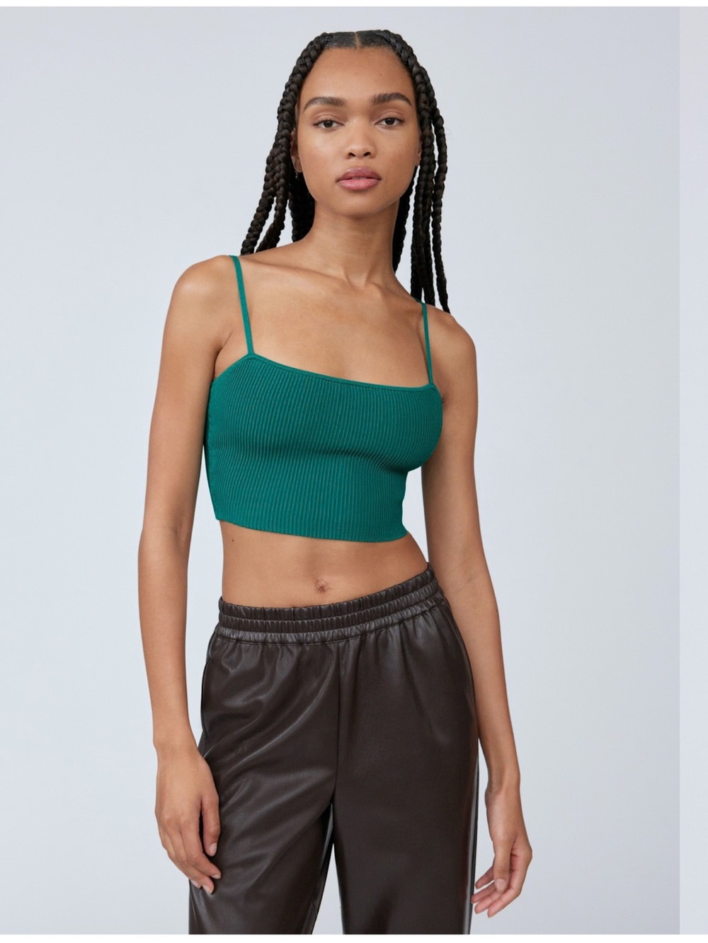 Aritzia Babaton Sculpt Knit Cami Cropped Tank Top Green Size XXS